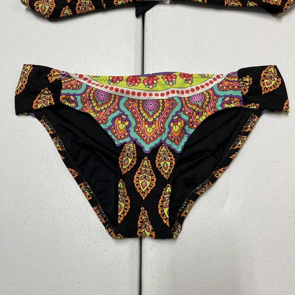 Trina Turk Bikini Vibrant Colorful Swimsuit Halter Tie Resort Beach Vacation - Picture 2 of 13